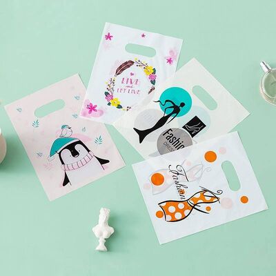 Wholesale PE flat-mouth clothing store bag manufacturer advertising gift plastic handbag with logo plastic shopping bag