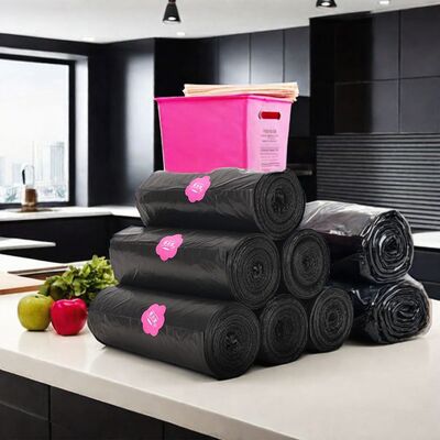 Biodegradable black flat-bottomed corner support garbage bags, used for packaging toilet paper and Tampon plastic waste rolls