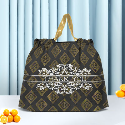 Takeaway Drawstring Bag, Reusable Drawstring Shopping Pouch, Thank You Drawstring Gift Bag for Restaurant Takeout, Food Delivery, Retail Packaging