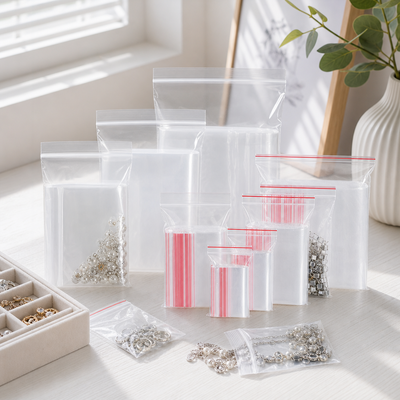Premium Reusable Clear PE Ziplock Bags - Multi-Size Heavy Duty Seal Storage Bags
